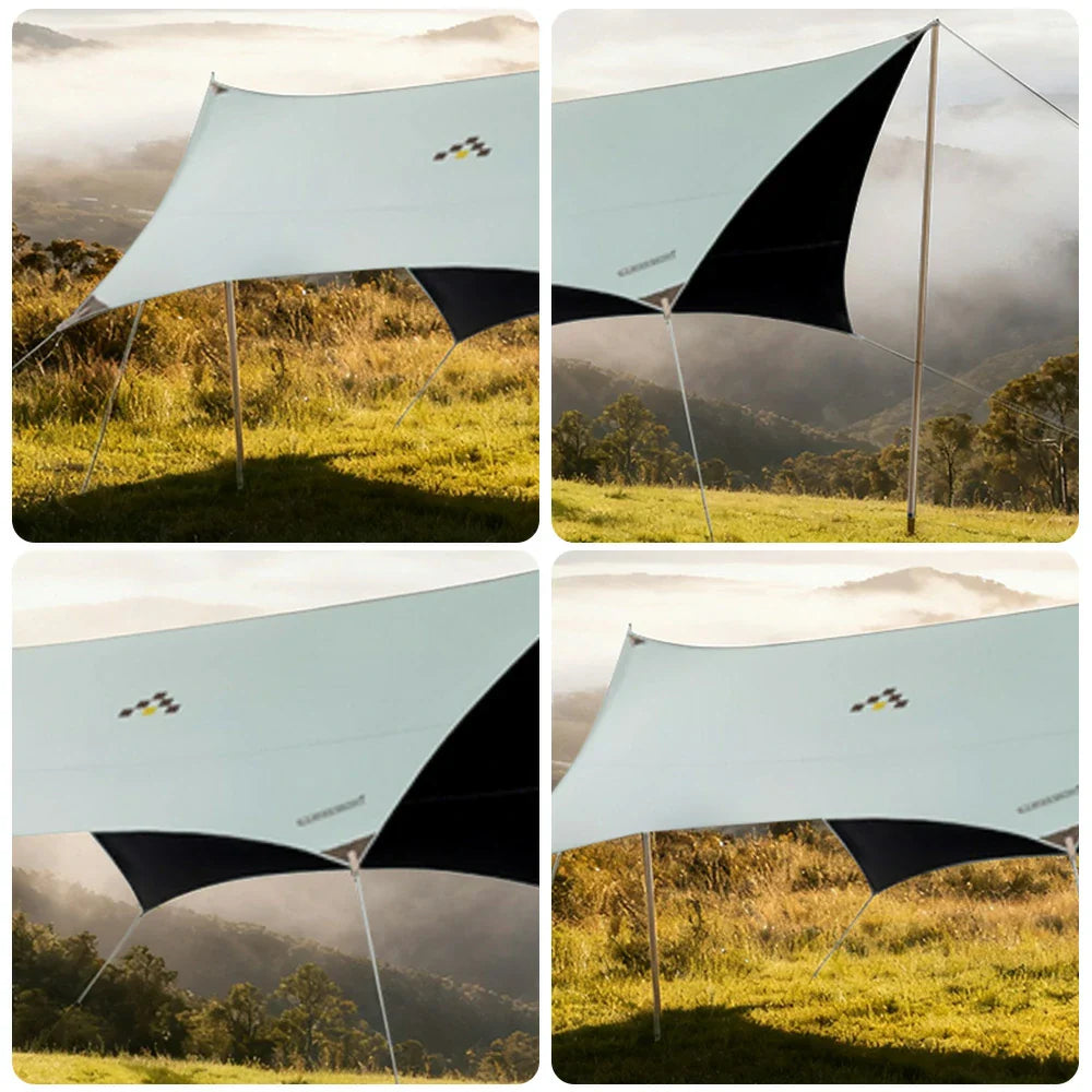 TREKKA 20 Square Meter Hexagonal Blackout Canopy - UPF50 Plus Sun Protection Oxford Shade Shelter - Mint Green