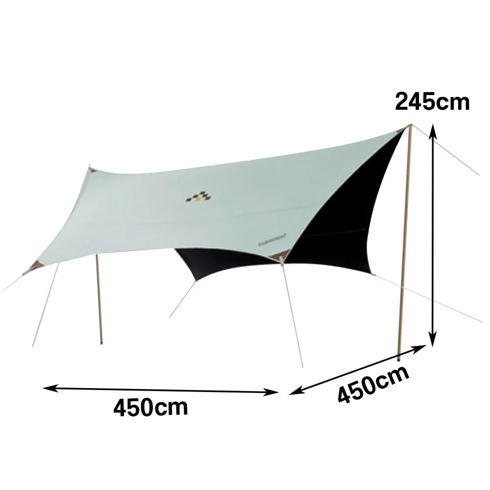TREKKA 20 Square Meter Hexagonal Blackout Canopy - UPF50 Plus Sun Protection Oxford Shade Shelter - Mint Green