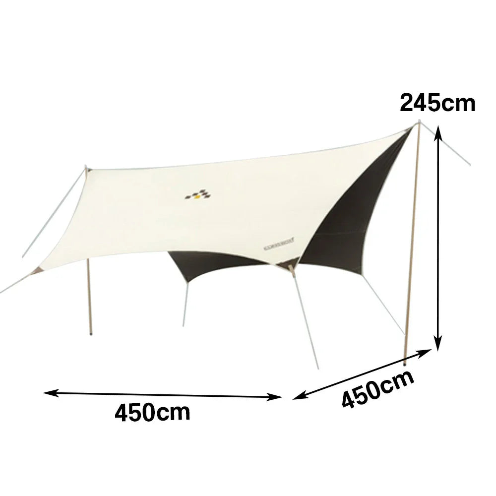 TREKKA 20 Square Meter Hexagonal Blackout Canopy - UPF50 Plus Sun Protection 210D Oxford Shade Shelter - Beige