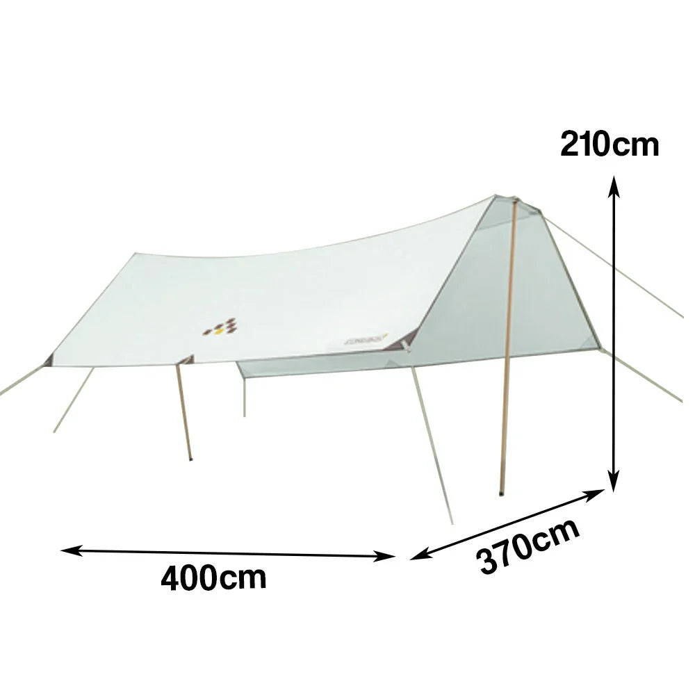 TREKKA 15 Square Meter Silver-Coated T-Wing Canopy - UPF50 Plus Sun Protection Tear-Resistant 210D Oxford Shade Shelter - Mint Green