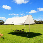 TREKKA 15 Square Meter Silver-Coated T-Wing Canopy - UPF50 Plus Sun Protection  Tear-Resistant 210D Oxford Shade Shelter - Beige