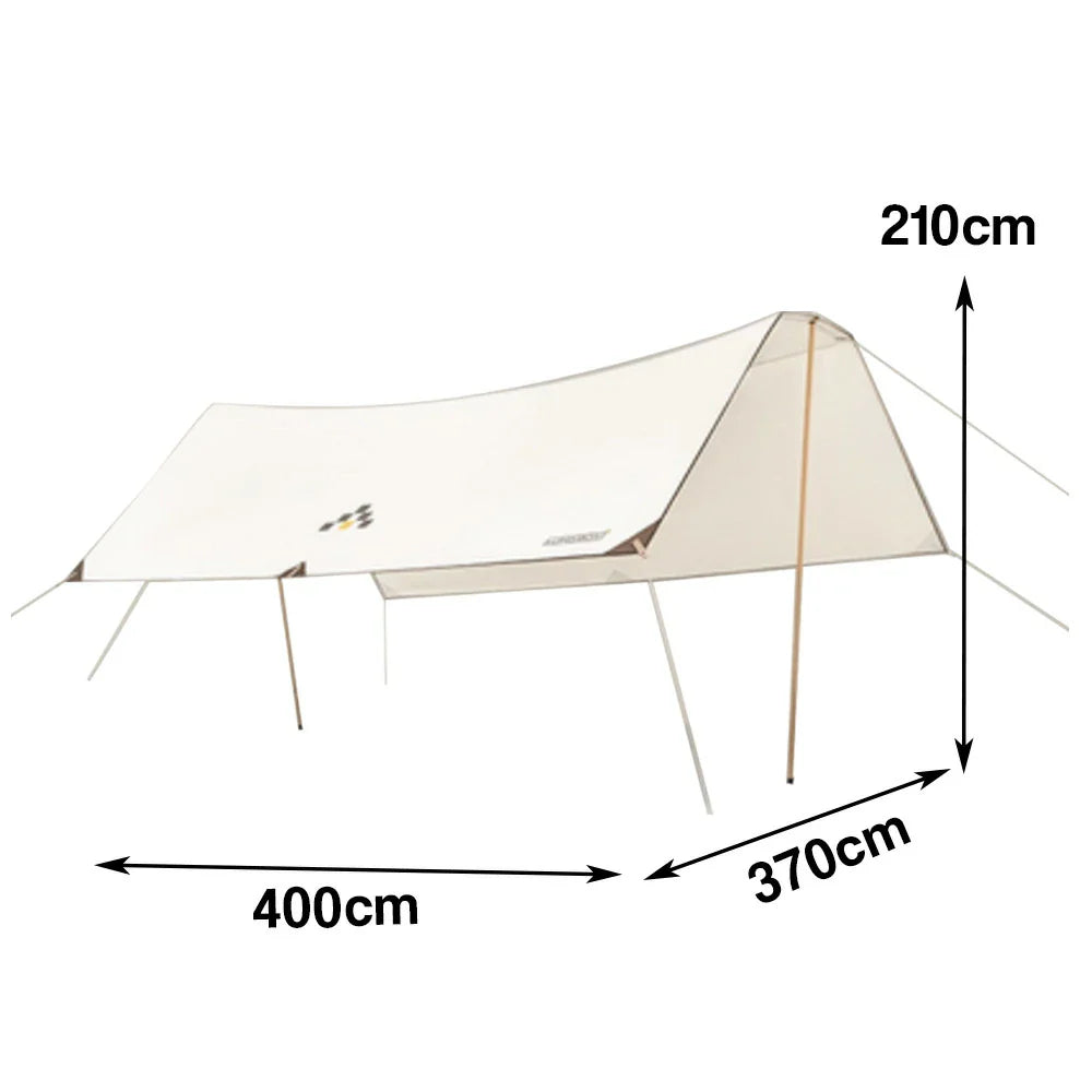 TREKKA 15 Square Meter Silver-Coated T-Wing Canopy - UPF50 Plus Sun Protection  Tear-Resistant 210D Oxford Shade Shelter - Beige
