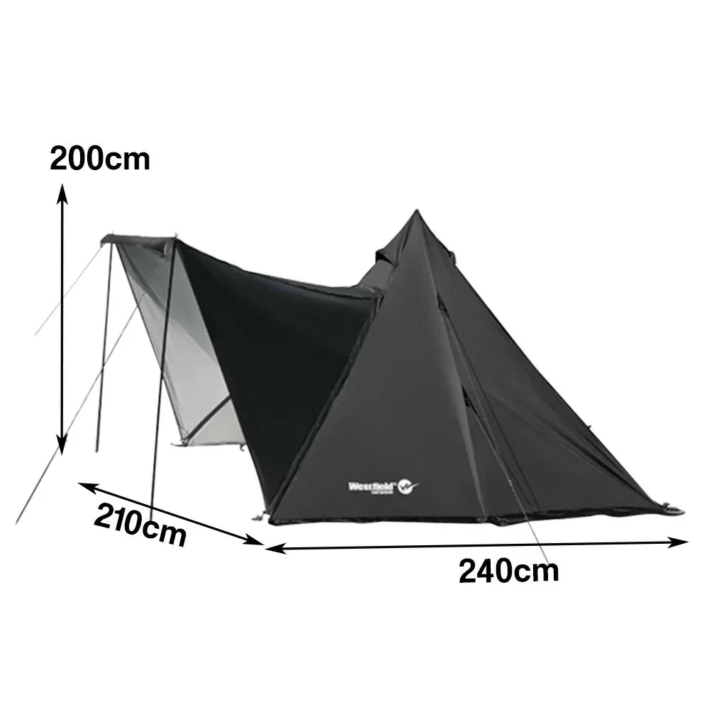 TREKKA Pole-Free Pyramid Camping Tent with Silver-Coated Fabric - Roomy Interior, Sun & Rain Protection, Multi-Configuration Shelter - Silver