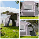TREKKA Inflatable Tunnel Camping Tent with 21 Sq.m Extra-Large Space & Stove Jack - Rapid Setup, Ideal for Family & Winter Camping - Grey