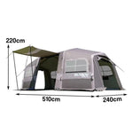 TREKKA Inflatable Tunnel Camping Tent with 21 Sq.m Extra-Large Space & Stove Jack - Rapid Setup, Ideal for Family & Winter Camping - Grey