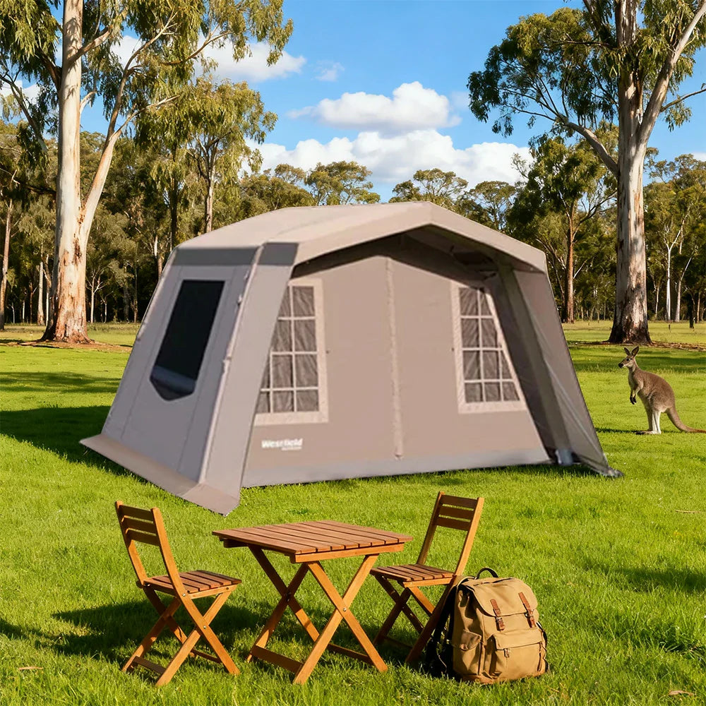 TREKKA Travel Inflatable Camping Tent with 11 Sq.m Interior Space - Fast Inflation, Includes Air Pump, Lightweight Outdoor Shelter - Grey