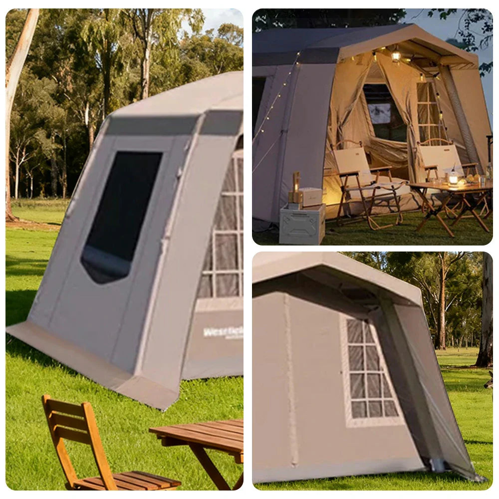 TREKKA Travel Inflatable Camping Tent with 11 Sq.m Interior Space - Fast Inflation, Includes Air Pump, Lightweight Outdoor Shelter - Grey