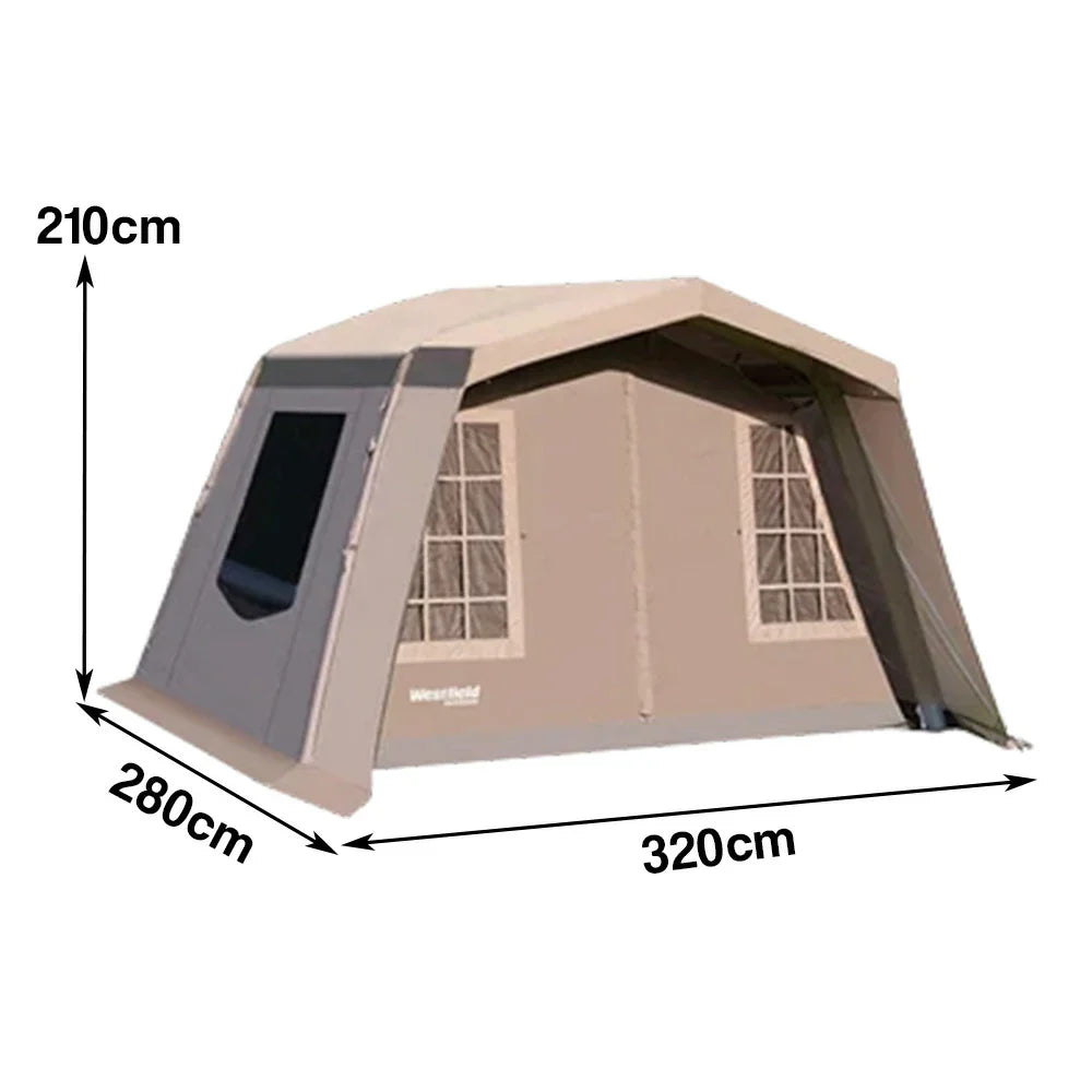TREKKA Travel Inflatable Camping Tent with 11 Sq.m Interior Space - Fast Inflation, Includes Air Pump, Lightweight Outdoor Shelter - Grey