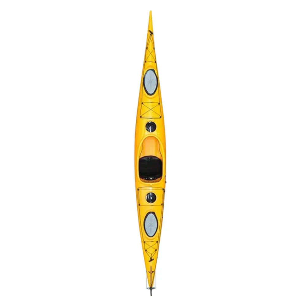 TREKKA Single Kayak Eco-Friendly LLDPE Durable Design Adjustable Footrests 486cm Ideal for Lakes & Rivers - Yellow