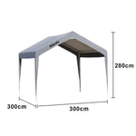 TREKKA Outdoor Pop-Up Gazebo - 3x3m Canopy Only Reinforced Steel Frame Waterproof & UV-Resistant Fabric Wind-Stable Structure Quick Assembly - Grey