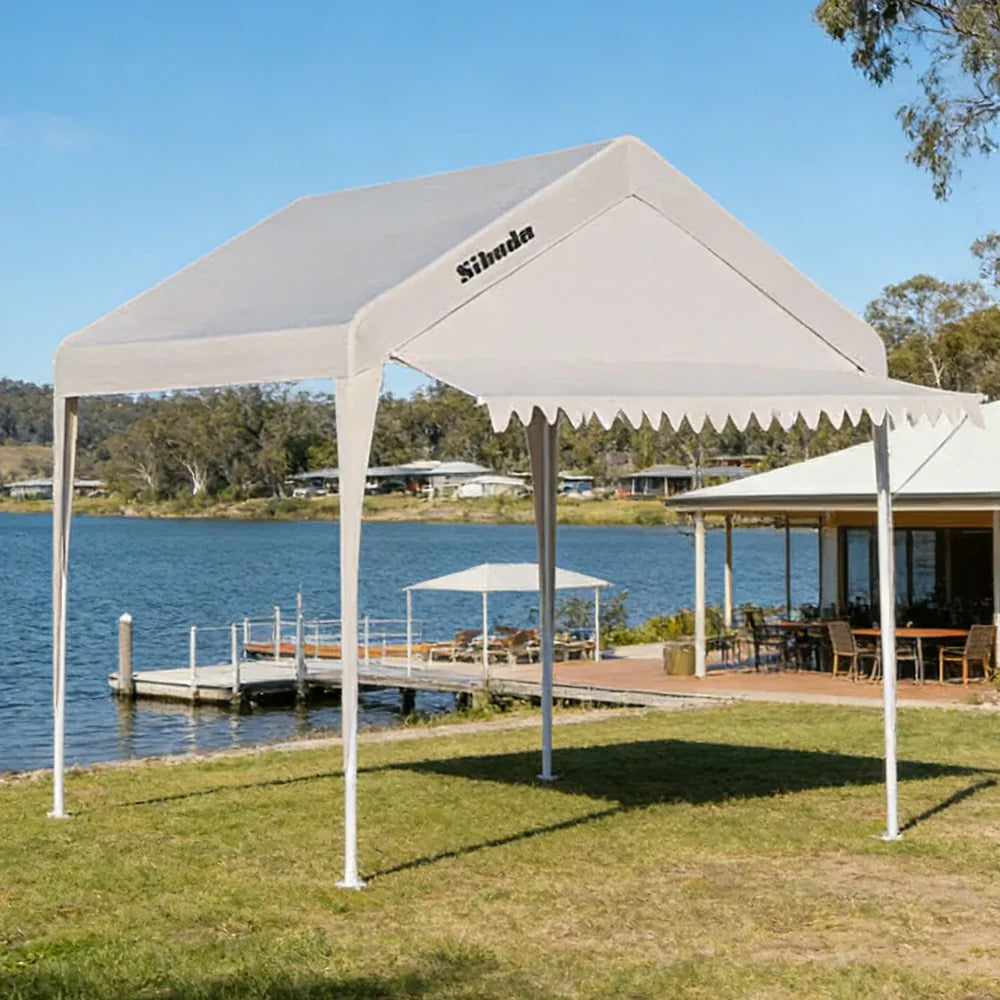 TREKKA Outdoor Pop-Up Gazebo - 3x3m Canopy Only with Triangle Edge Awning Reinforced Steel Frame Waterproof & UV50+ Fabric Wind-Stable Structure Quick Assembly - Beige