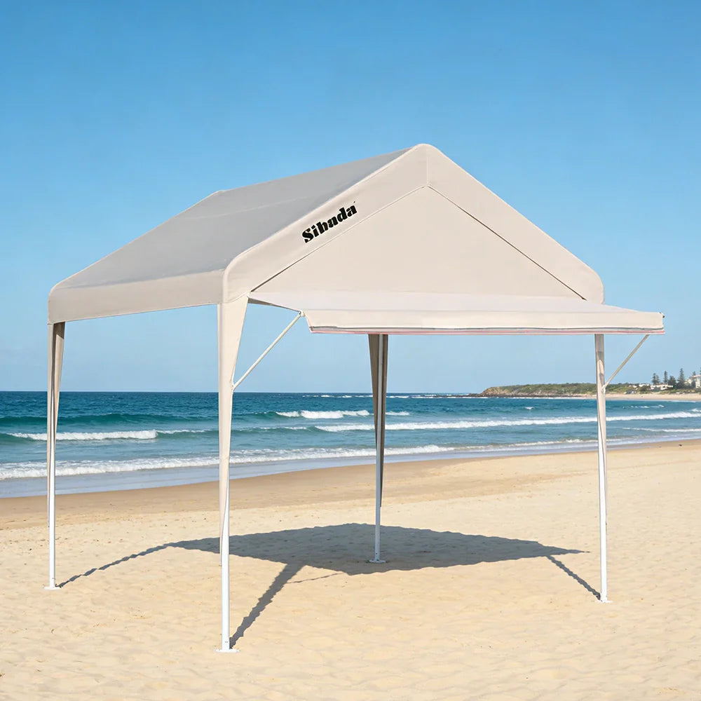 TREKKA Outdoor Pop-Up Gazebo - 3x3m Canopy Only with Straight Edge Awning Reinforced Steel Frame Waterproof & UV-Resistant Fabric Wind-Stable Structure Quick Assembly - Beige