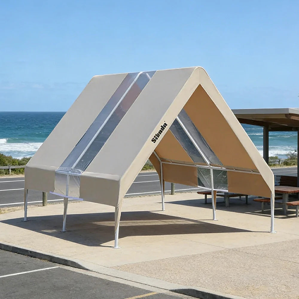 TREKKA Extra-Thick Outdoor Canopy Tent - 3x4m Cover with Single Transparent Panel Reinforced Steel Frame Wind-Stable Structure Waterproof & UV-Resistant Material - Clear