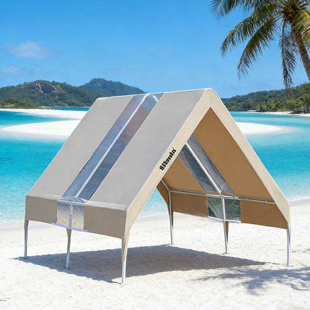 TREKKA Extra-Thick Outdoor Canopy Tent - 3x4m Cover with Single Transparent Panel Reinforced Steel Frame Wind-Stable Structure Waterproof & UV-Resistant Material - Clear