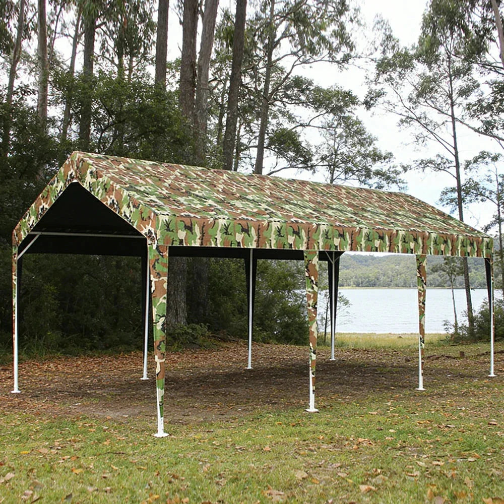 TREKKA Heavy-Duty Outdoor Canopy Tent - 3x6m Large Canopy Reinforced Steel Frame Waterproof & UV-Resistant Fabric Wind-Stable Structure - Camouflage