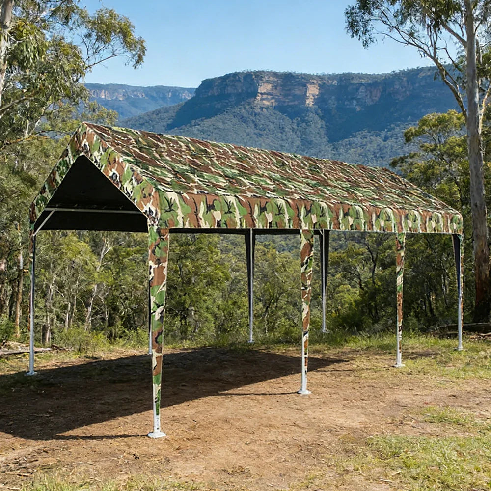 TREKKA Heavy-Duty Outdoor Canopy Tent - 3x6m Large Canopy Reinforced Steel Frame Waterproof & UV-Resistant Fabric Wind-Stable Structure - Camouflage