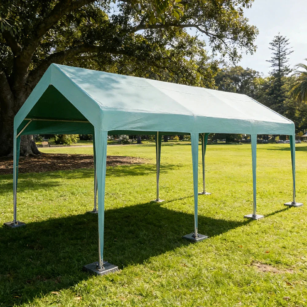 TREKKA Heavy-Duty Outdoor Canopy Tent - 3x6m Large Canopy Reinforced Steel Frame Waterproof & UV-Resistant Fabric Wind-Stable Structure - Blue