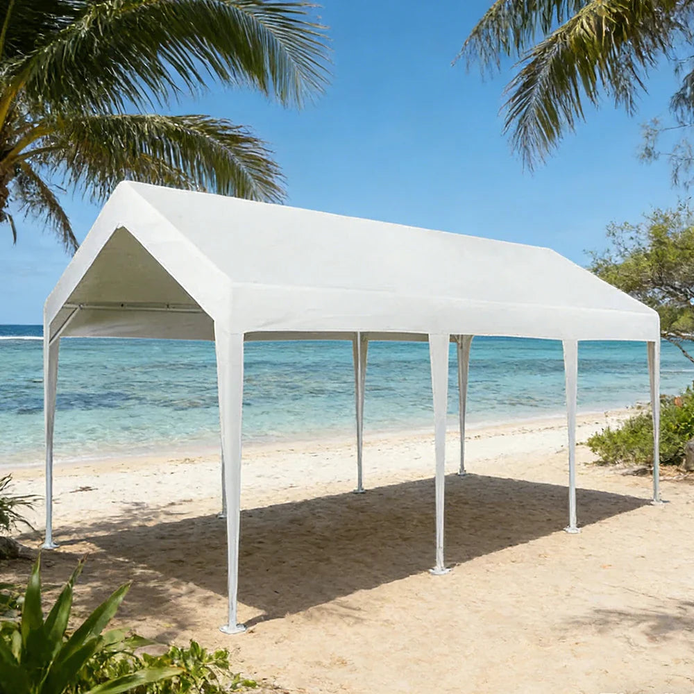 TREKKA Heavy-Duty Outdoor Canopy Tent - 3x6m Large Canopy Reinforced Steel Frame Waterproof & UV-Resistant Fabric Wind-Stable Structure - White