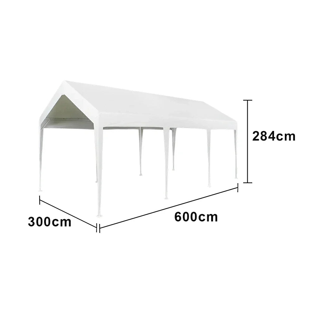 TREKKA Heavy-Duty Outdoor Canopy Tent - 3x6m Large Canopy Reinforced Steel Frame Waterproof & UV-Resistant Fabric Wind-Stable Structure - White