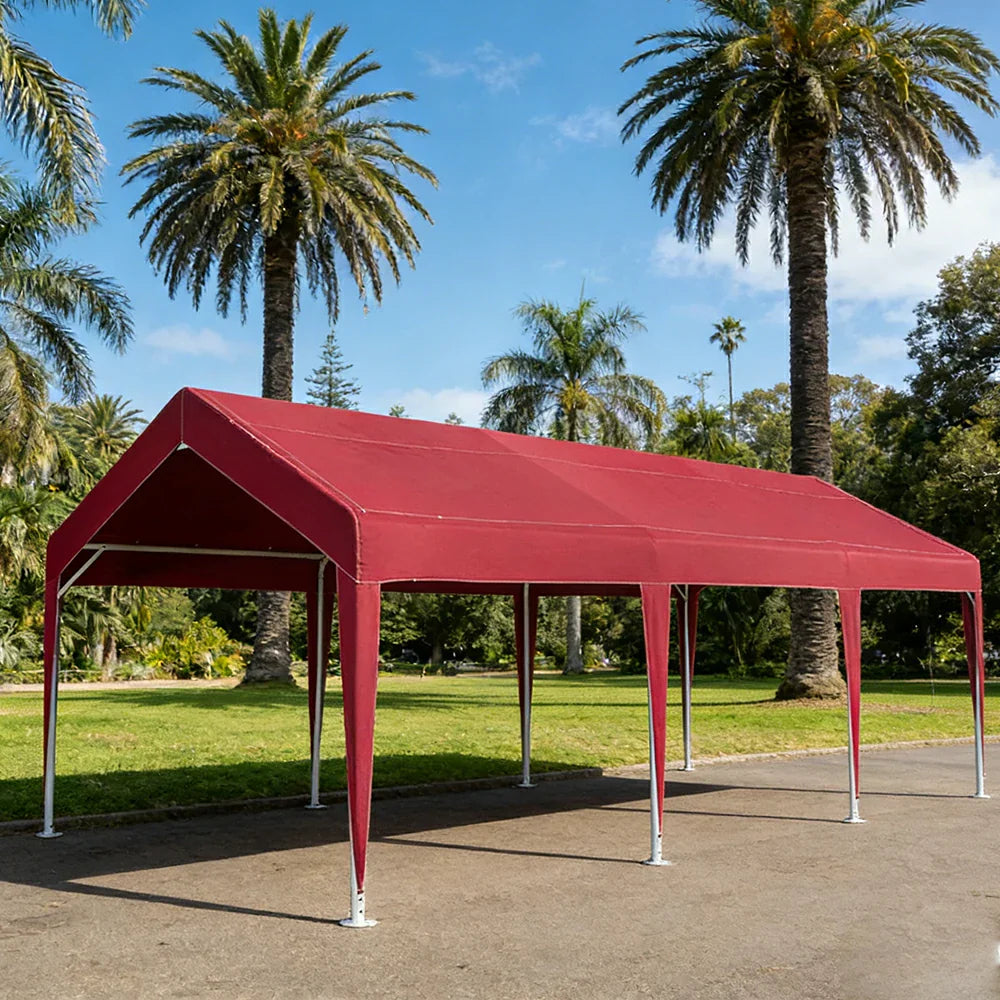 TREKKA Heavy-Duty Outdoor Canopy Tent - 3x6m Large Canopy Reinforced Steel Frame Waterproof & UV-Resistant Fabric Wind-Stable Structure - Wine Red