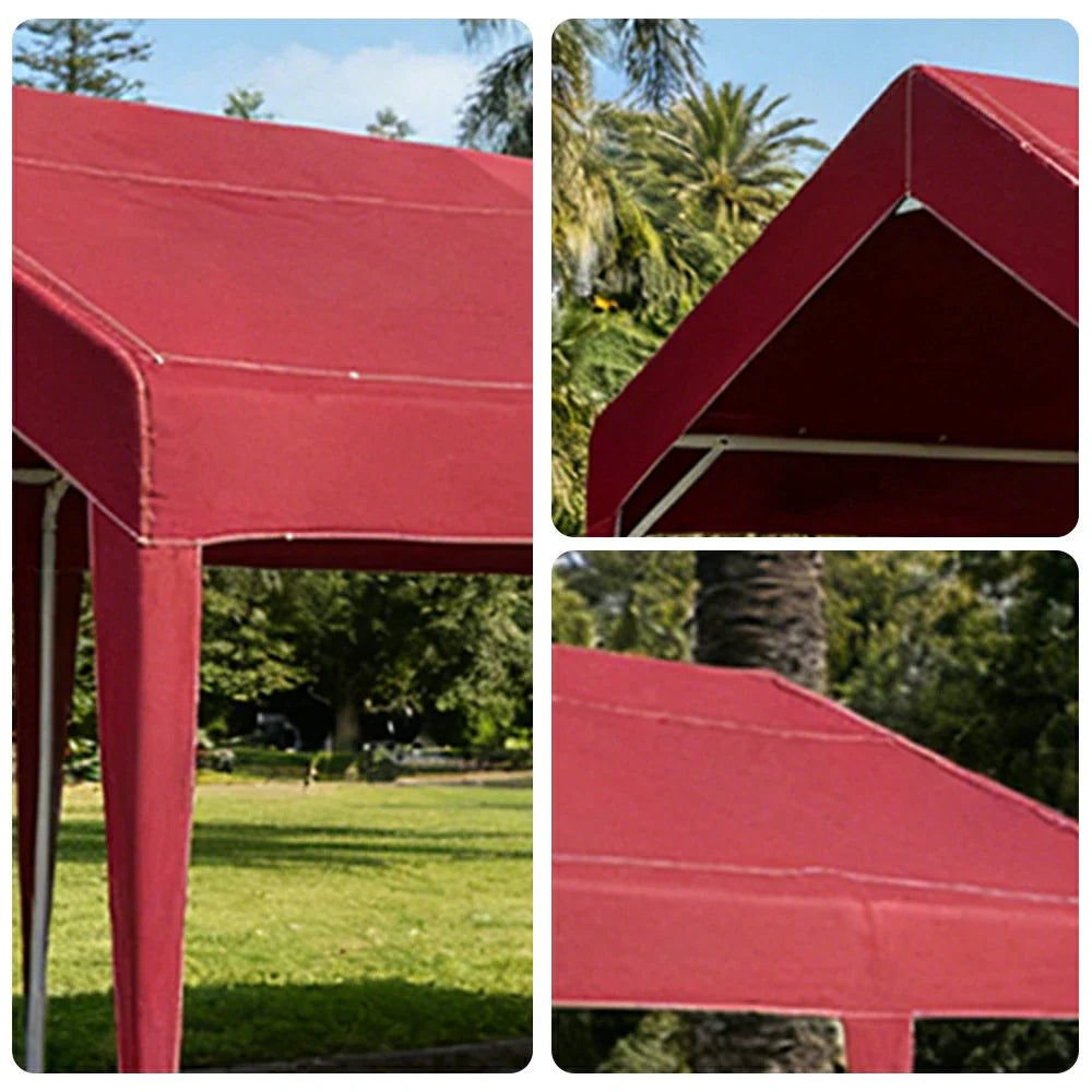 TREKKA Heavy-Duty Outdoor Canopy Tent - 3x6m Large Canopy Reinforced Steel Frame Waterproof & UV-Resistant Fabric Wind-Stable Structure - Wine Red