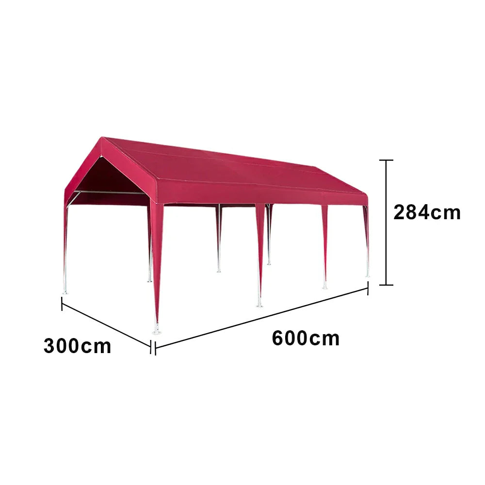 TREKKA Heavy-Duty Outdoor Canopy Tent - 3x6m Large Canopy Reinforced Steel Frame Waterproof & UV-Resistant Fabric Wind-Stable Structure - Wine Red