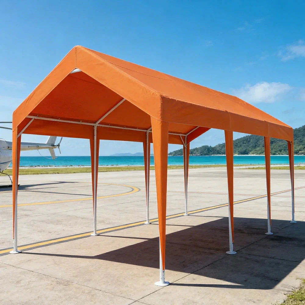 TREKKA Heavy-Duty Outdoor Canopy Tent - 3x6m Large Canopy Reinforced Steel Frame Waterproof & UV-Resistant Fabric Wind-Stable Structure - Orange