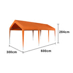 TREKKA Heavy-Duty Outdoor Canopy Tent - 3x6m Large Canopy Reinforced Steel Frame Waterproof & UV-Resistant Fabric Wind-Stable Structure - Orange