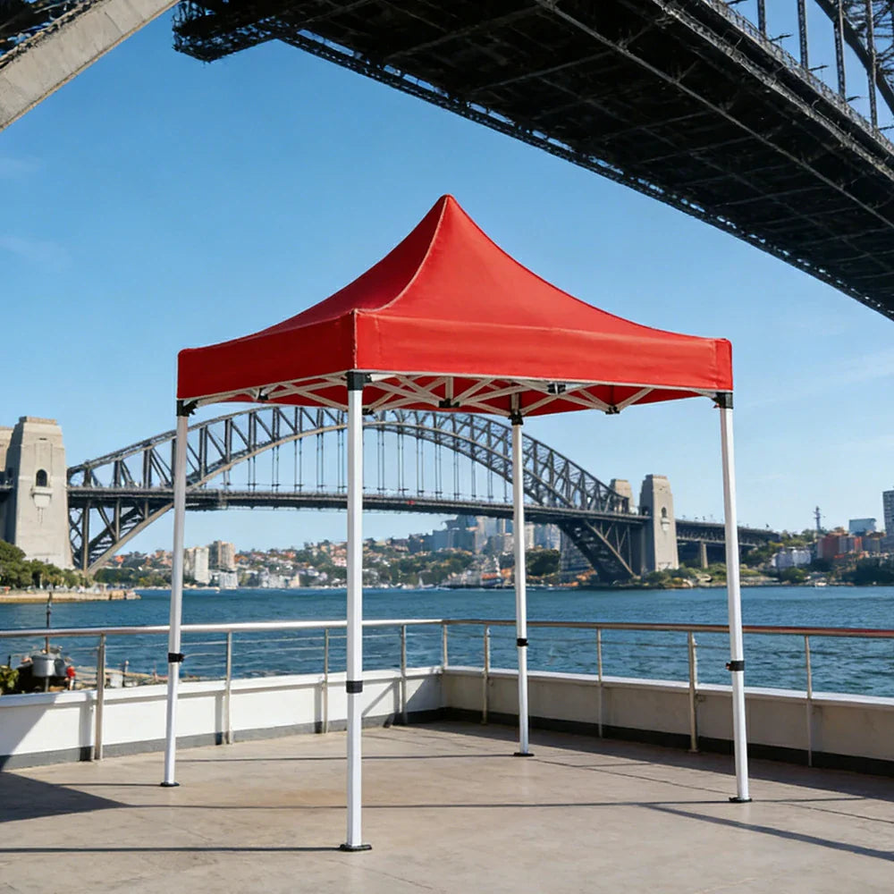 TREKKA Outdoor Pop-Up Canopy - 2/3m Square Canopy Reinforced Steel Frame Waterproof & UV-Resistant Fabric Wind-Stable Structure - Red