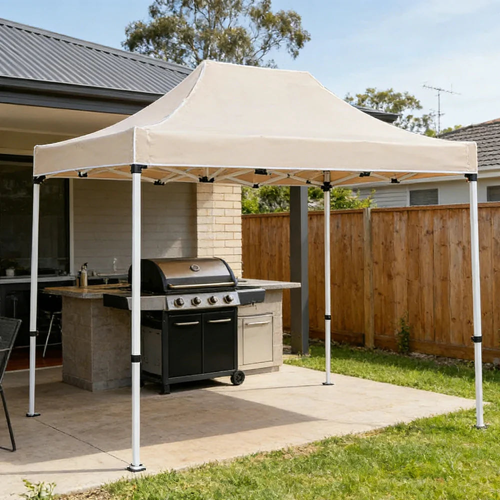 TREKKA Outdoor Pop-Up Canopy - 2/3m Square Canopy Reinforced Steel Frame Waterproof & UV-Resistant Fabric Wind-Stable Structure - Beige