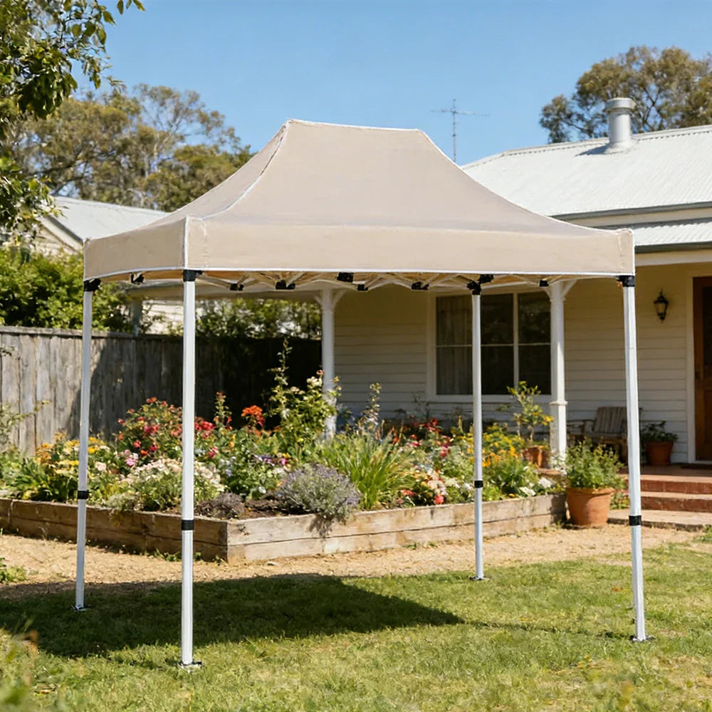 TREKKA Outdoor Pop-Up Canopy - 2/3m Square Canopy Reinforced Steel Frame Waterproof & UV-Resistant Fabric Wind-Stable Structure - Beige