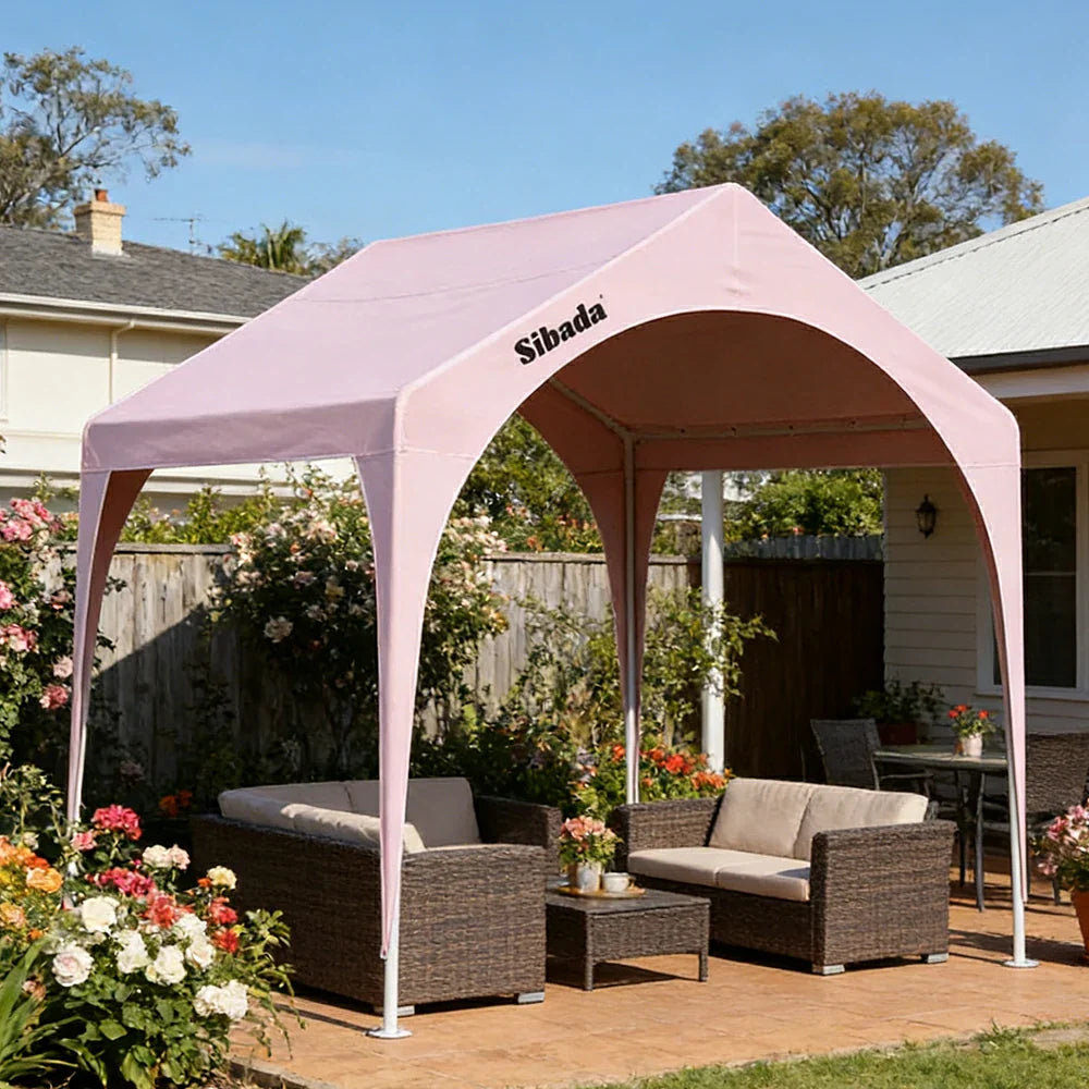 TREKKA Outdoor Arch Canopy Gazebo - 3x3m Canopy Only Reinforced Steel Frame Waterproof & UV-Resistant Fabric Wind-Stable Structure - Pink