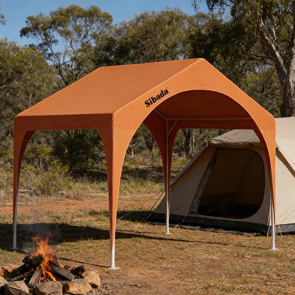 TREKKA Outdoor Arch Canopy Gazebo - 3x3m Canopy Only Reinforced Steel Frame Waterproof & UV-Resistant Fabric Wind-Stable Structure - Orange