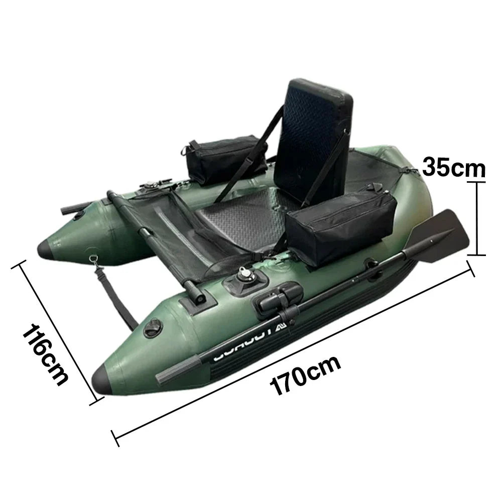 TREKKA Inflatable Kayak - Dual Air Chamber System Perfect for Sea & Lake Fishing Durable PVC High-Back Support Chair - Green