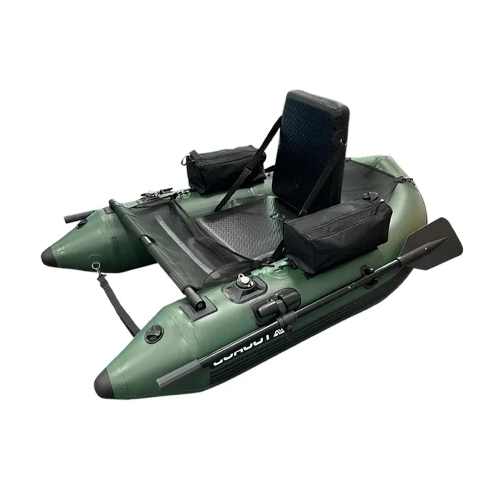 TREKKA Inflatable Kayak - Dual Air Chamber System Perfect for Sea & Lake Fishing Durable PVC High-Back Support Chair - Green