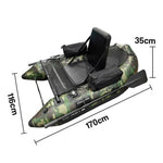 TREKKA Inflatable Kayak Durable PVC High-Back Support Chair Perfect for Sea & Lake Fishing - Camouflage Dual Air Chamber System