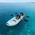 TREKKA 328/388/420cm Inflatable Kayak Elastic Seat Durable PVC High-Pressure Valve, Quick-Release Fins, Ideal for Sea & Lake Fishing - Blue