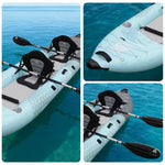 TREKKA 328/388/420cm Inflatable Kayak Elastic Seat Durable PVC High-Pressure Valve, Quick-Release Fins, Ideal for Sea & Lake Fishing - Blue