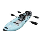 TREKKA 328/388/420cm Inflatable Kayak Elastic Seat Durable PVC High-Pressure Valve, Quick-Release Fins, Ideal for Sea & Lake Fishing - Blue