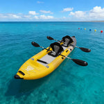 TREKKA 328/388/420cm Inflatable Kayak Elastic Seat Durable PVC High-Pressure Valve Quick-Release Fins Ideal for Sea & Lake Fishing - Yellow