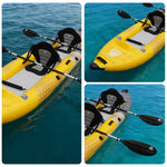 TREKKA 328/388/420cm Inflatable Kayak Elastic Seat Durable PVC High-Pressure Valve Quick-Release Fins Ideal for Sea & Lake Fishing - Yellow
