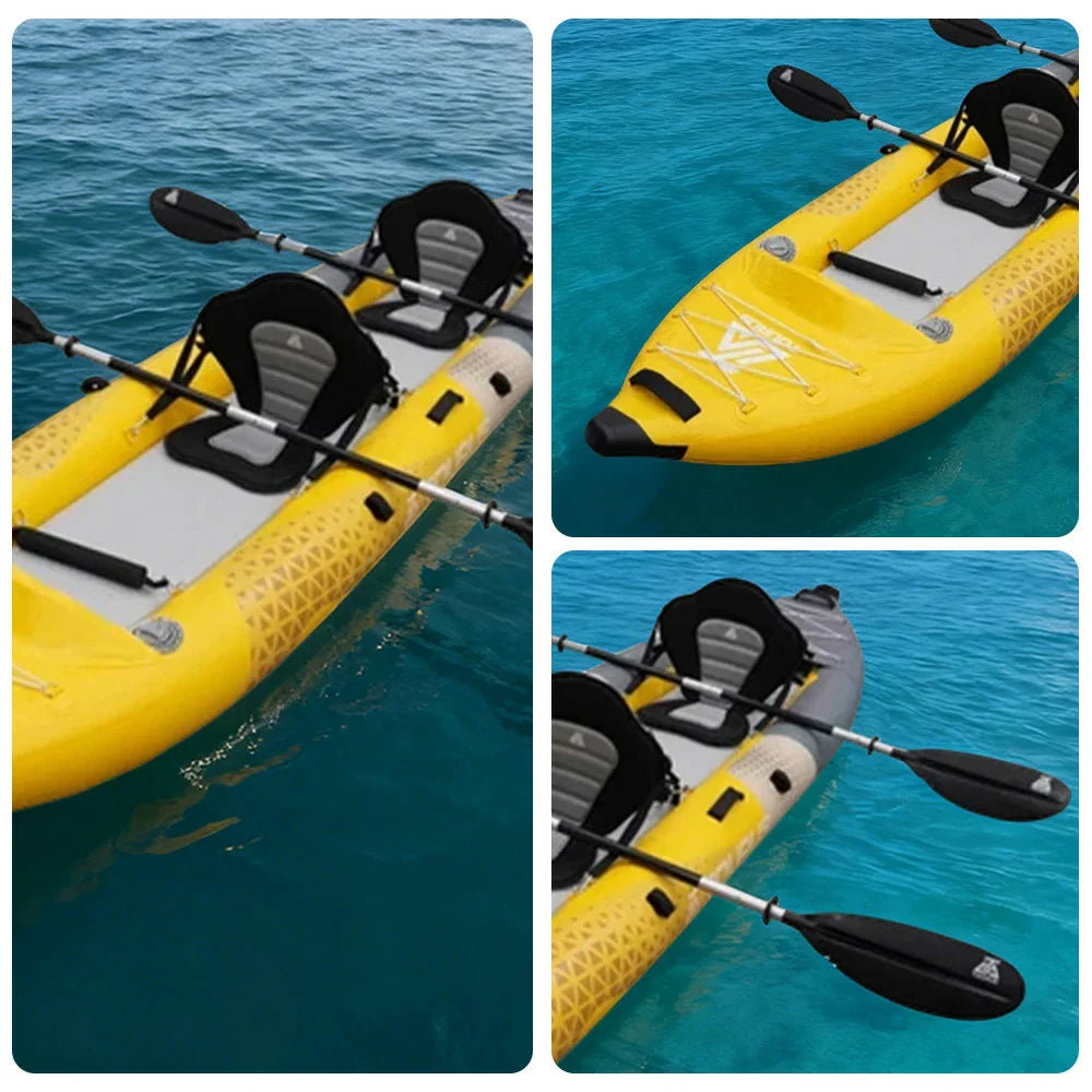 TREKKA 328/388/420cm Inflatable Kayak Elastic Seat Durable PVC High-Pressure Valve Quick-Release Fins Ideal for Sea & Lake Fishing - Yellow