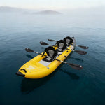 TREKKA 328/388/420cm Inflatable Kayak Elastic Seat Durable PVC High-Pressure Valve Quick-Release Fins Ideal for Sea & Lake Fishing - Yellow