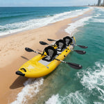 TREKKA 328/388/420cm Inflatable Kayak Elastic Seat Durable PVC High-Pressure Valve Quick-Release Fins Ideal for Sea & Lake Fishing - Yellow