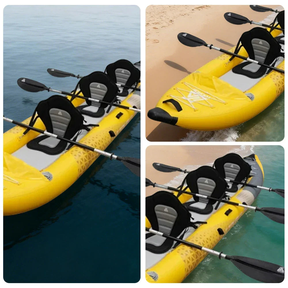 TREKKA 328/388/420cm Inflatable Kayak Elastic Seat Durable PVC High-Pressure Valve Quick-Release Fins Ideal for Sea & Lake Fishing - Yellow