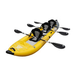 TREKKA 328/388/420cm Inflatable Kayak Elastic Seat Durable PVC High-Pressure Valve Quick-Release Fins Ideal for Sea & Lake Fishing - Yellow