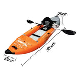 TREKKA Inflatable Kayak Elastic Seat Durable PVC High-Pressure Valve Quick-Release Fins Ideal for Sea & Lake Fishing - Orange