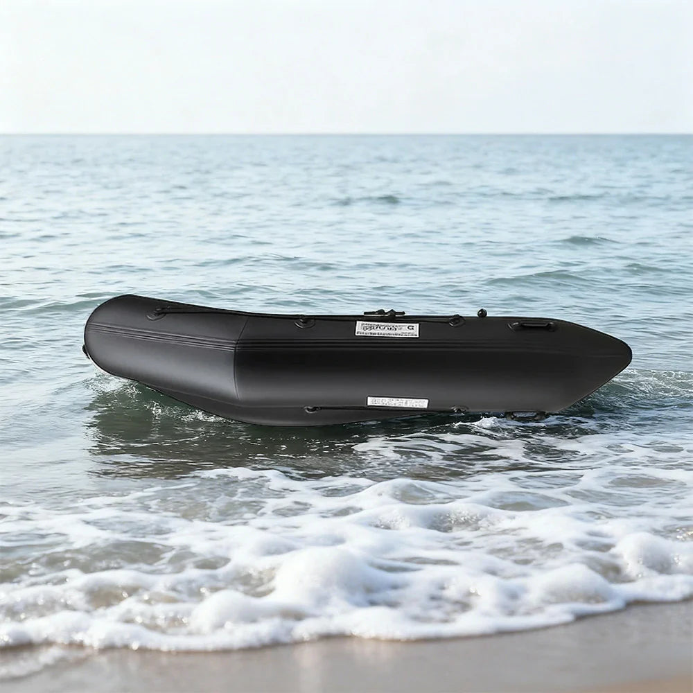 TREKKA 230/280cm Inflatable Kayak Durable PVC Construction Multi-Chamber Design Quick-Drain Valve Ideal for Fishing & Recreation - Black