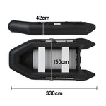 TREKKA 330cm Inflatable Kayak Durable PVC Construction Multi-Chamber Design Quick-Drain Valve Ideal for Fishing & Recreation - Black
