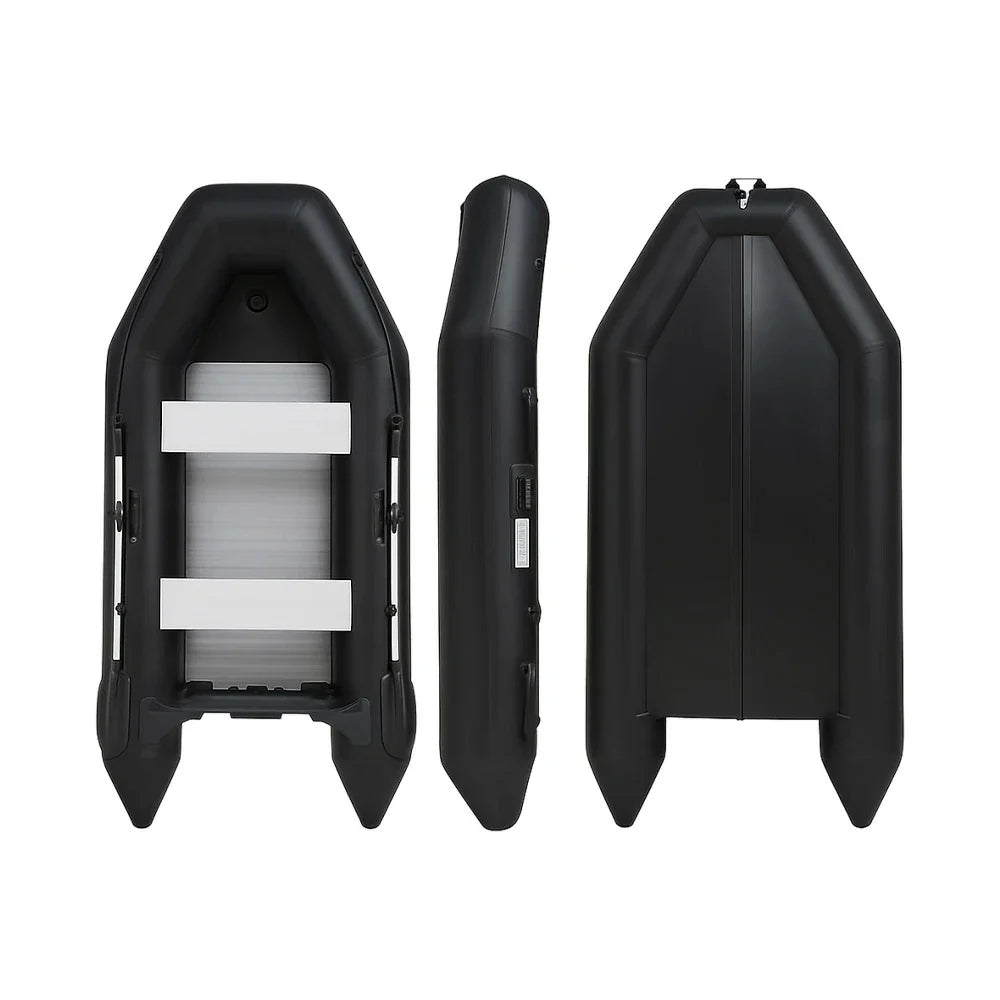 TREKKA 330cm Inflatable Kayak Durable PVC Construction Multi-Chamber Design Quick-Drain Valve Ideal for Fishing & Recreation - Black